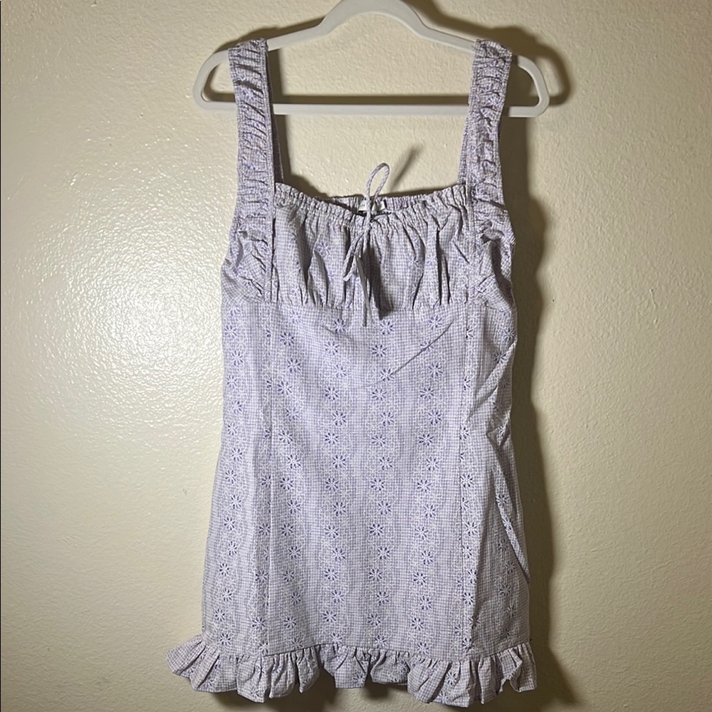 Purple Sleeveless Ruffle Dress L